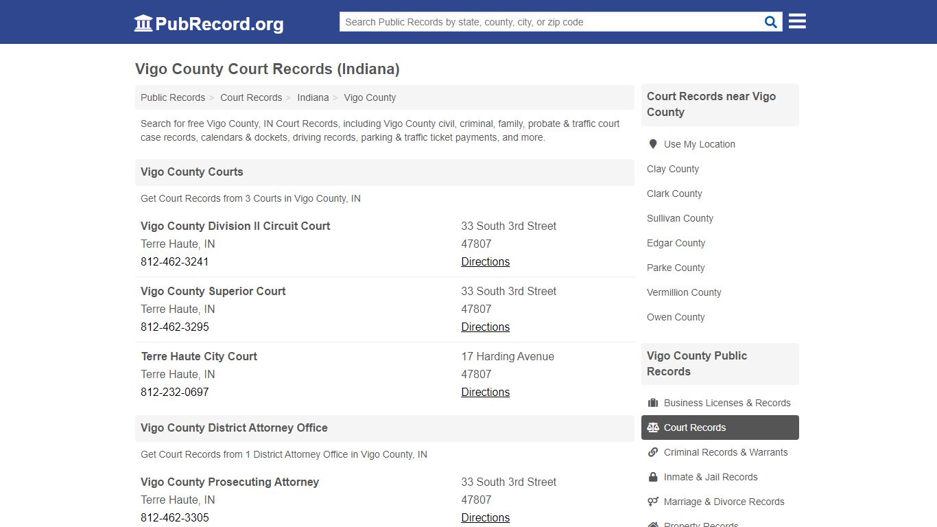 Free Vigo County Court Records (Indiana Court Records) - PubRecord.org